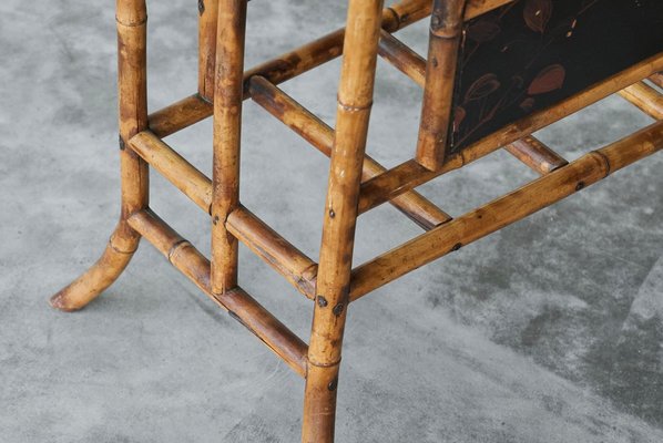 Antique Anglo Japanese Magazine Rack in Tortoiseshell Bamboo, Late