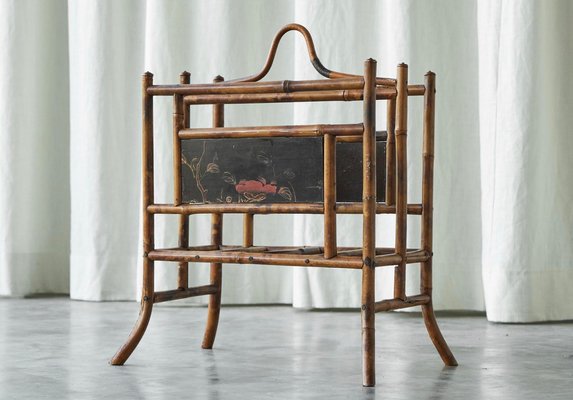 Antique Anglo Japanese Magazine Rack in Tortoiseshell Bamboo, Late