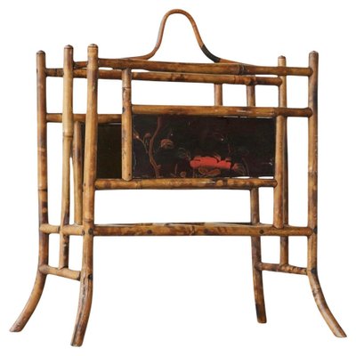 Antique Anglo Japanese Magazine Rack in Tortoiseshell Bamboo, Late