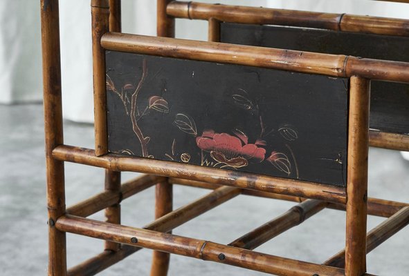 Antique Anglo Japanese Magazine Rack in Tortoiseshell Bamboo, Late