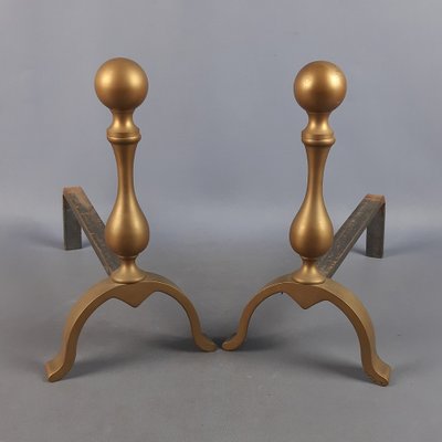 Superb Pair of Heavy Early Brass Andirons Superb Pair of Heavy Early Brass Andirons