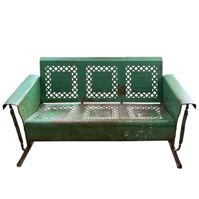 American Porch Glider with Original Green Paint by Bunting, 1950s