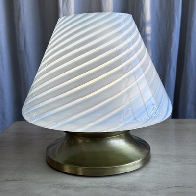 Mid-Century Italian Murano Glass Swirl Mushroom Table Lamp with