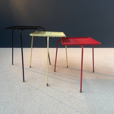 格安マテゴ ネスティングテーブル1950's Mathieu Mategot Pair of Mathieu Matégot Style White Perforated Metal Nesting