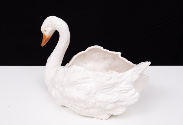 Antique Ceramic Swan Jardiniere from Capodimonte, 1880 for sale at