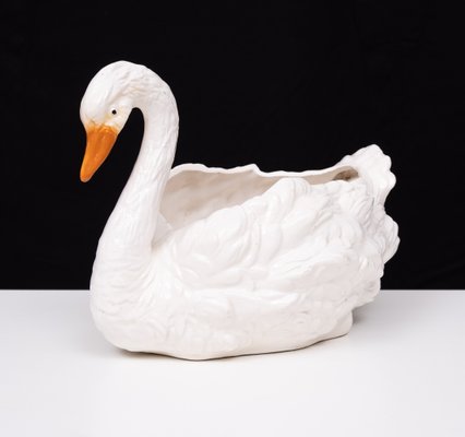 Antique Ceramic Swan Jardiniere from Capodimonte, 1880 for sale at