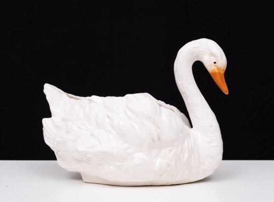 Antique Ceramic Swan Jardiniere from Capodimonte, 1880 for sale at