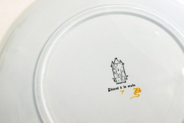 Plate with Hand-Painted Bird Decoration from Gien, France, 1960s