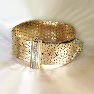 Bracelet Dame 5 Rangs Or Environ 9K Avec Grenats (?) - Espagne Circa 1950 - Occasion