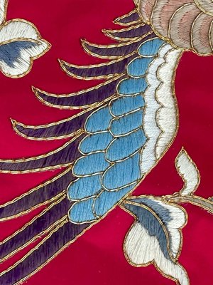 Vintage Silk and Metal Chinese Embroidery Dragon Design