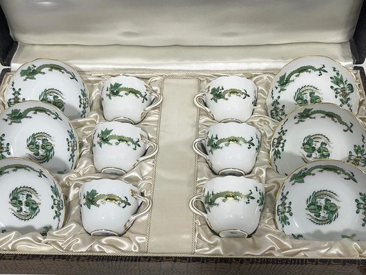 Porcelain Rich Court Dragon Cups and Saucers from Meissen