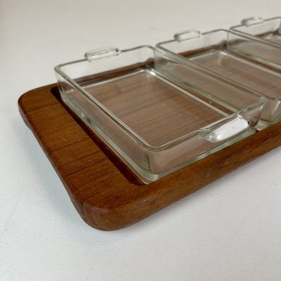 Grand Plateau Apéritif Vintage En Verre Pressé - 3 Compartiments - Reims France (années 80)
