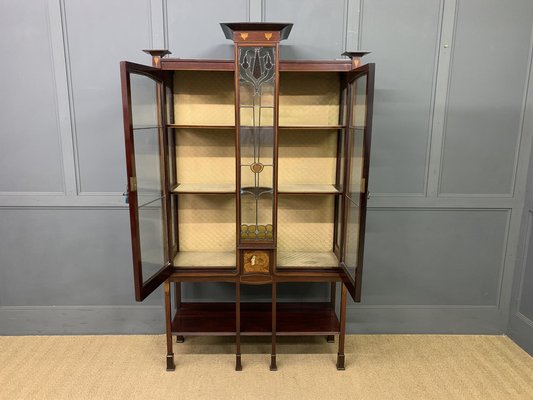 Antique mahogany display cabinets with glass doors discount