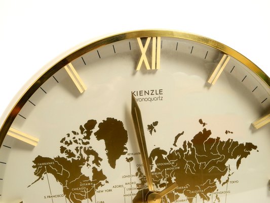 Large Heavy Battery-Operated Brass World Clock by Heinrich