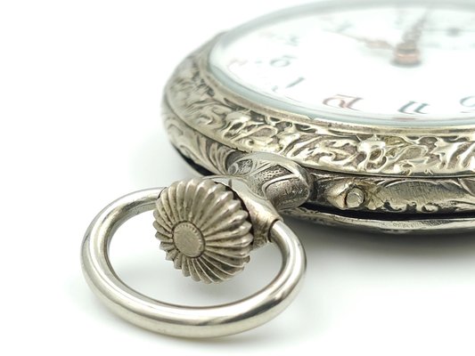 Montre De Gousset En Argent Massif Tribaudeau Besançon Vintage - À Réparer, Mécanique, émail, 45mm