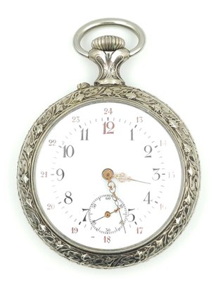 French Tribaudeau Besancon Pocket Watch in Nickel Silver Case 1900s for sale at Pamono