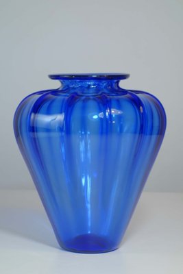 Italian MVM Cappellin Liberty Blue Murano Glass Vase by Vittorio