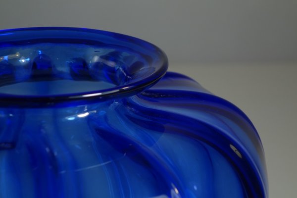 Italian MVM Cappellin Liberty Blue Murano Glass Vase by Vittorio