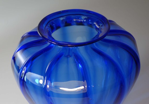 Italian MVM Cappellin Liberty Blue Murano Glass Vase by Vittorio