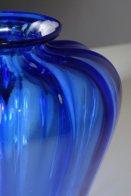 Italian MVM Cappellin Liberty Blue Murano Glass Vase by Vittorio