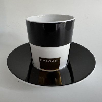 Taza y platillo de café Geometrica negro de Bulgari para Rosenthal