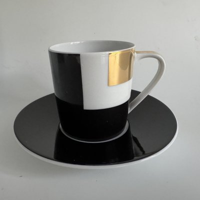 Geometrica Black Coffee Cup and Saucer by Bulgari for Rosenthal
