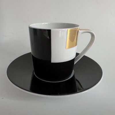 Geometrica Black Coffee Cup and Saucer by Bulgari for Rosenthal