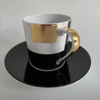 Geometrica Black Coffee Cup and Saucer by Bulgari for Rosenthal