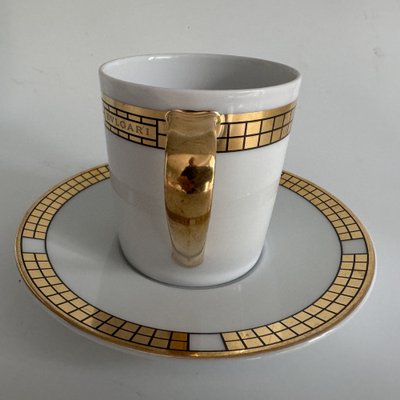 Quadri Gold Coffee Cup with Saucer by Bulgari for Rosenthal, 1990s