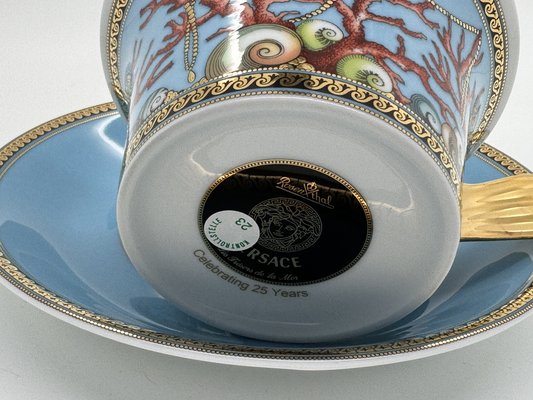 Les Tresors De La Mer Tea Cup and Saucer by Versace for Rosenthal, 2017,  Set of 2 for sale at Pamono