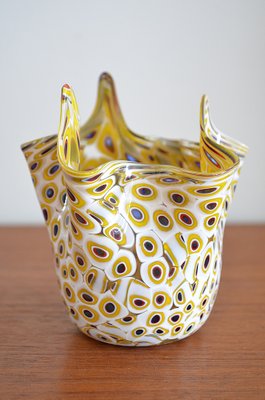 Vase à Pointes En Verre De Murano Millefiori - Bleu, Dimensions 4x6x9 Pouces - Neuf, Italie