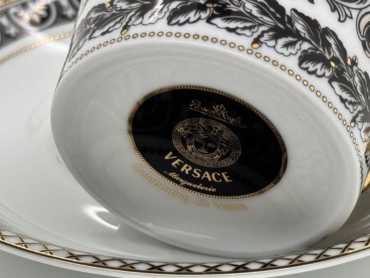 Marqueterie Tea Cup and Saucer by Versace for Rosenthal, 2017, Set