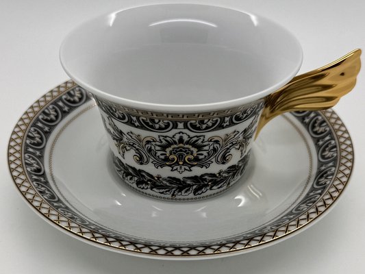Marqueterie Tea Cup and Saucer by Versace for Rosenthal, 2017, Set