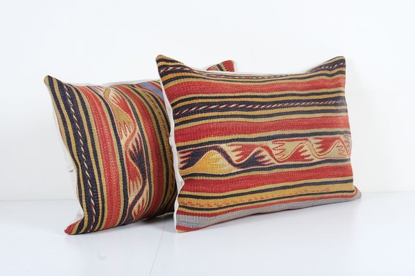 Set Of 4 Orange And Ivory Striped Pillow Covers Set Of 4 Orange And Ivory Striped Pillow Covers