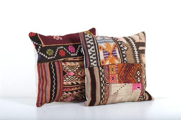 Turkish Ethnic Kilim Pillow Covers Set of 2 for sale at Pamono
