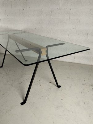 Tavolo da pranzo in metallo e vetro di Enzo Mari per Driade, anni