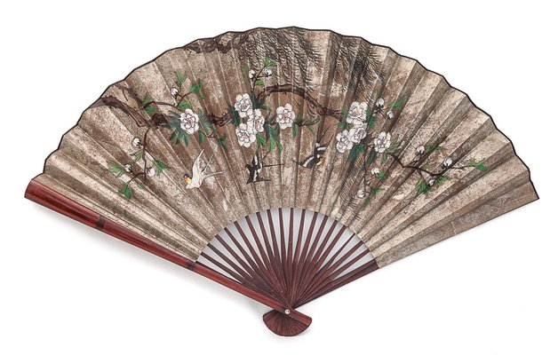 Ventaglio Cinese Pieghevole In Seta E Osso Di Bambù - Feng Shui, 25,4 Cm, Idea Regalo Uomo Style 12