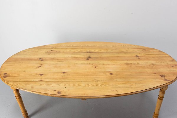 Late 19th Century French Table Oval Top Drop Leaf Ash, 1890s for