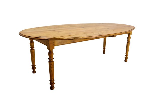 Late 19th Century French Table Oval Top Drop Leaf Ash, 1890s for