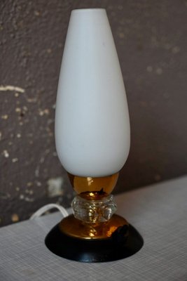 Small Bohemian Table Lamp in Gold, Black and White, 1960s for sale