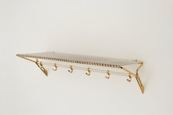 Mid-Century Wall Coat Rack in Perforated Metal, 1950s for sale at