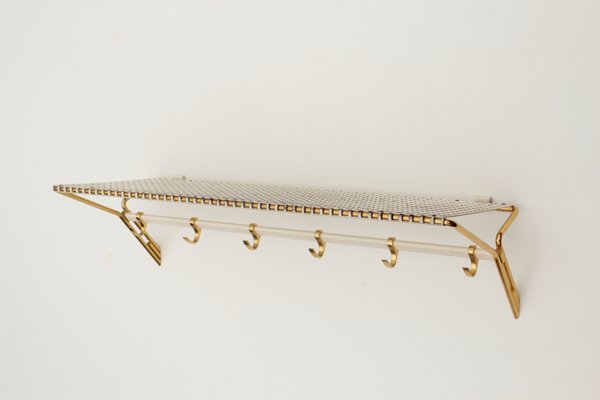 Mid-Century Wall Coat Rack in Perforated Metal, 1950s for sale at