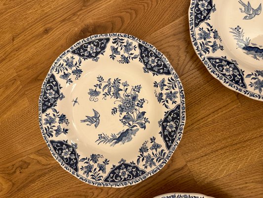 French Deep Plates with Blue Delft Decor from Gien, Set of 6 for