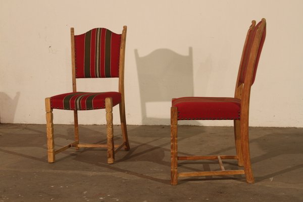 Vintage Danish Oak Dining Chairs in style of Henning Kjaernulf by Henning Kjaernulf 1960s Set of 9