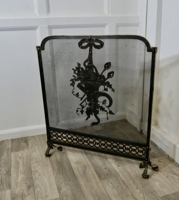 French Rococo Free-Standing Fire Guard in Brass for sale at Pamono