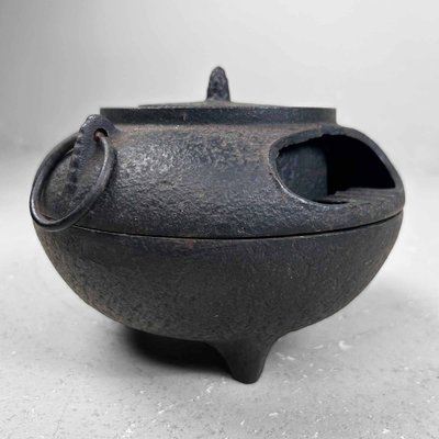 心庵】中国 灰陶加彩 三足／蓋物 香炉 付箱 TI016 骨董陶磁器