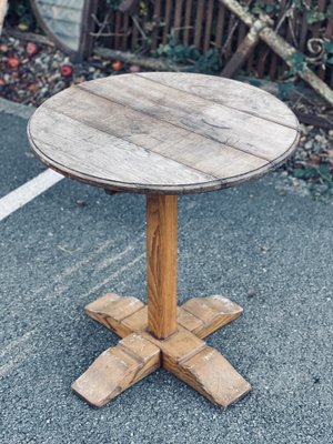 French Round Wooden Bistro Tables 1959 Set of 7 for sale at Pamono