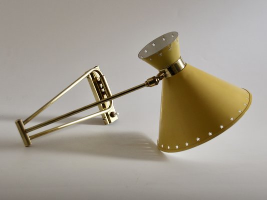 Yellow Diabolo Articulated Wall Light attributed to Rene Mathieu