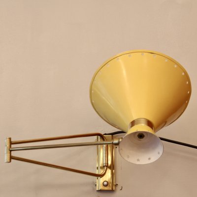 Yellow Diabolo Articulated Wall Light attributed to Rene Mathieu