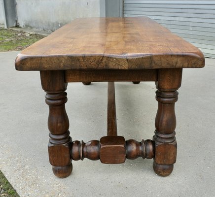 French 12 Seater Oak Farmhouse Table, 1930s for sale at Pamono